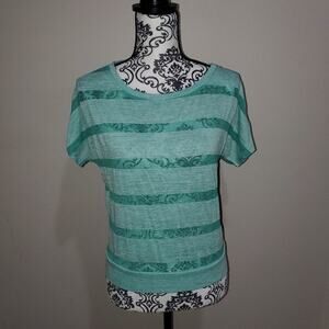 Almost famous small mint green striped blouse.